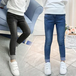 Girls Black Blue Jeans 2021 Autumn Baby Girls Pants Slim Skinny Kids Leggings Cotton Casual Children Girls Clothes 3 10 14 Year