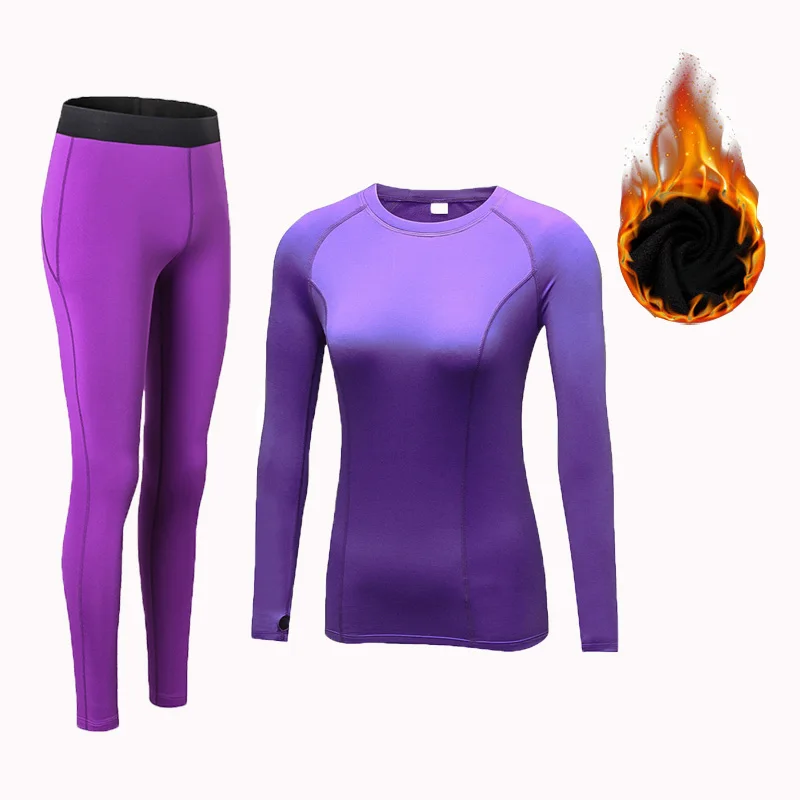 Winter Thermal Underwear Women Quick Dry Anti-microbial Stretch Plus velvet Thermo Underwear Sets Female Warm Long Johns