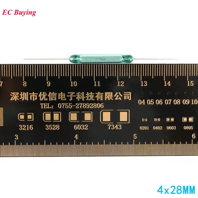 10pcs/lot 4x28MM Reed Switch Sensor Normally Open DIY Magnetic Reed Switches Electronic NO 4*28mm