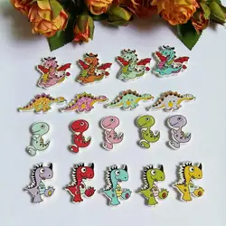 50pcs/lot  Decoration cartoon dinosaur buttons 2 Holes Garment Accessories Wooden Buttons Sewing DIY Scrapbooking