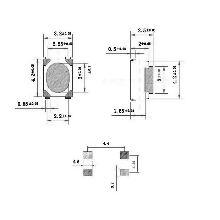 100PCS SMT 3.2X4.2X2.5MM 3*4*2.5mm 4 Pin Tactile Tact Push Button Micro Switch Momentary