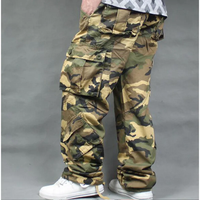 

New Design Loose Cargo Pants Overalls Hip Hop Men's Cotton Trousers Hiphop Men Baggy Pants Mens Bottoms Camouflage Size 46