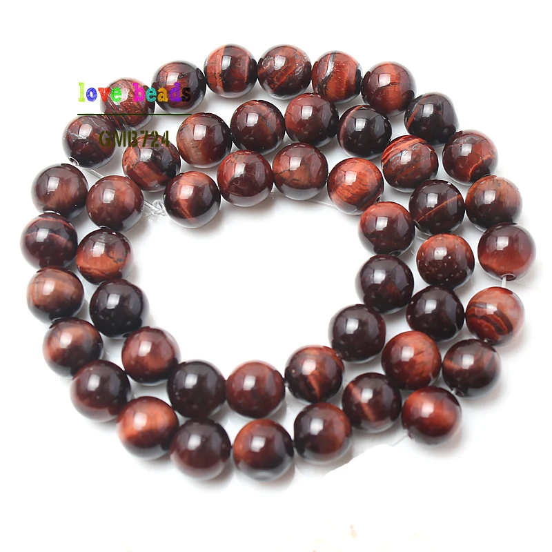 wholesale Natural Stone Beads Red Tiger Eye Round Loose Beads For Jewelry Making 15.5\