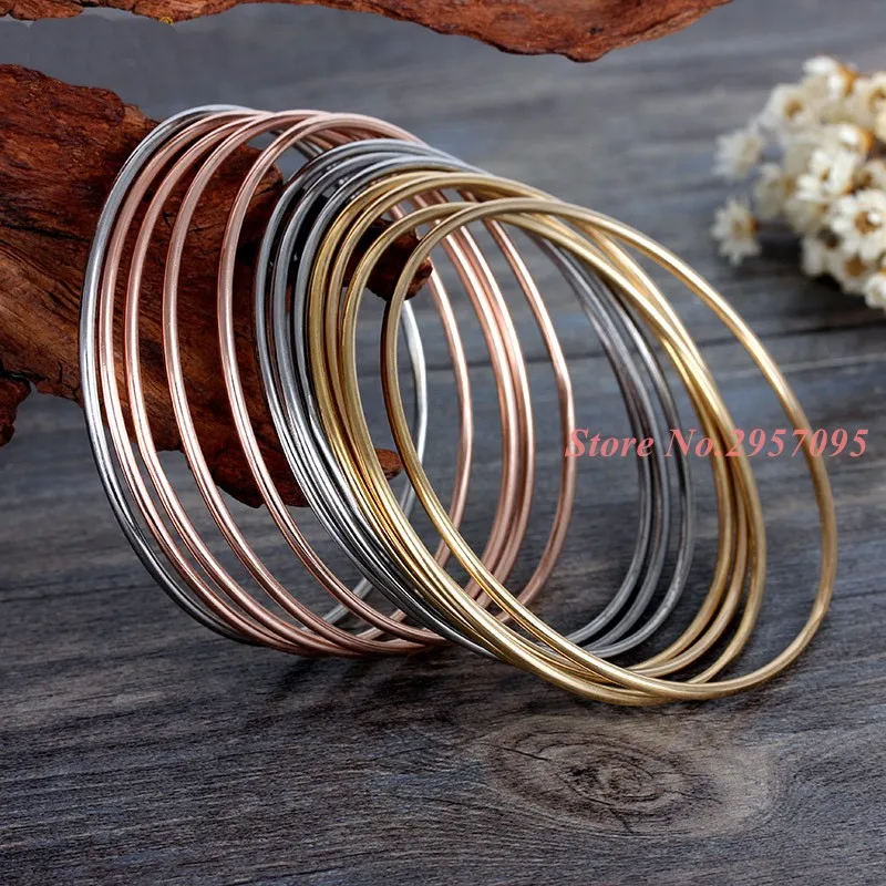 New Design Fashion 12Pcs Set Round Bracelet Cuff Silver/Gold/Rose Gold Color Stainless Steel Bangles Bracelets For Women