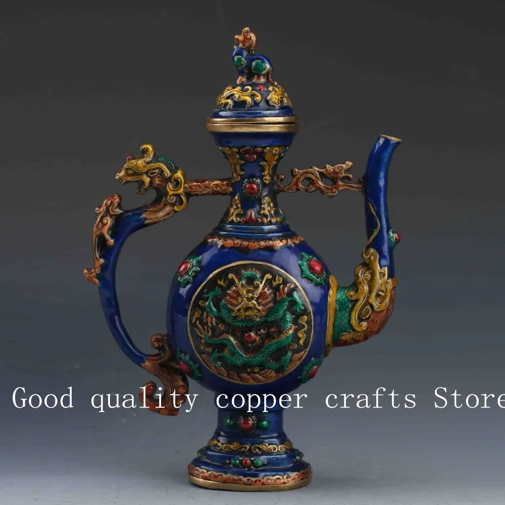 

BEAUTIFUL CHINESE CLOISONNE HANDMADE DRAGON FLAGON