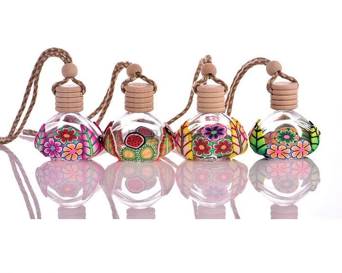 200pcs/lot 15ml Portable Refillable Perfume Bottle Scent Bottle Empty Glass Essential Oil Carry Bottle Car Pendant Gift