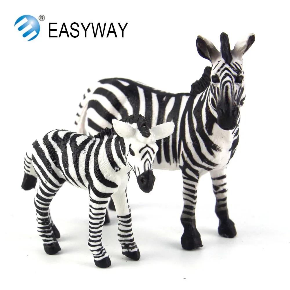 EASYWAY Real Life Zebra Set Animal Model Zebra Baby Zoo Wildlife Toy Gift Mini Model Toy Figure Toys for Children Dolls Kids DIY