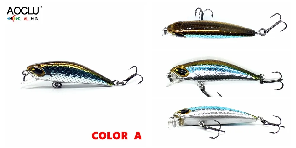 Aoclu-Sinking Minnow Angel rassel, Hart köder Wobbler Köder, Strand, Bass, Jack, Forelle, 14 # VMC Haken, Tauchen, 1,5 m, 45mm, 3,0g – Detail 10