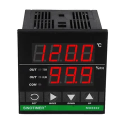 72*72mm Digital Temperature and Humidity Controller MH0302 with 3m Sensor for Heat Cool Humidification or Dehumidify