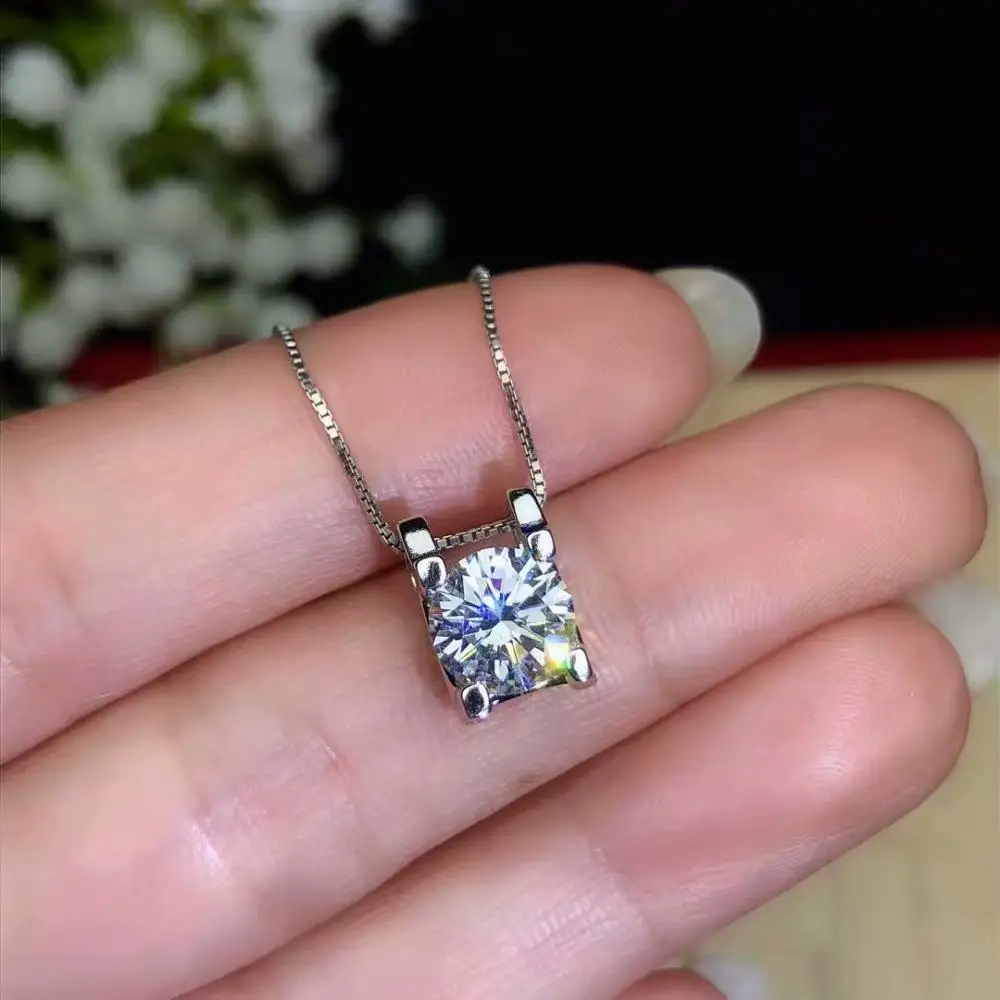 

fashion shiny moissanite pendant for women silver necklace vvs purity birthday party gift girlfriend present free shipping fine