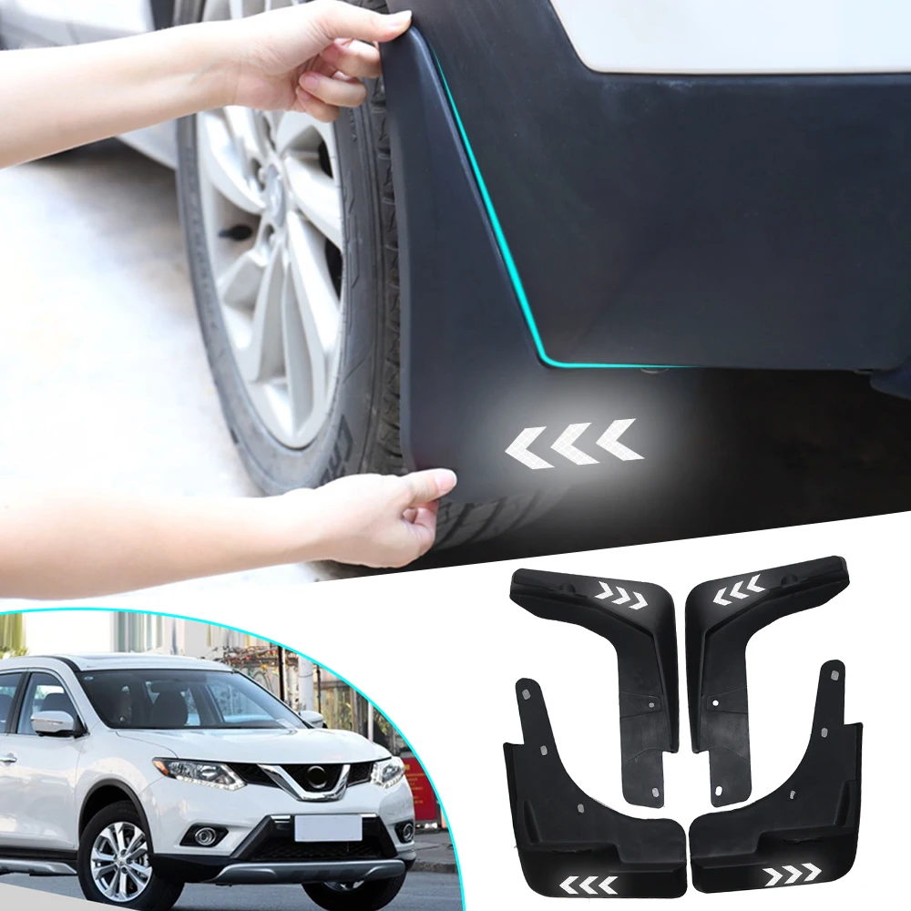 Car Mud Flaps Splash Guards For Fender Mudguards Reflective Warning Mudflaps Accessories For Nissan X-Trail T32 Rouge 2014-2019