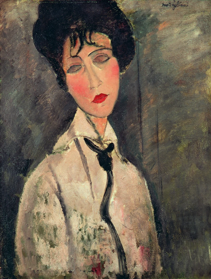 portrait picture wall art posters canvas prints pictures  Imagich Top 100 prints Woman with Black Tie 1917  By Amedeo Modigliani