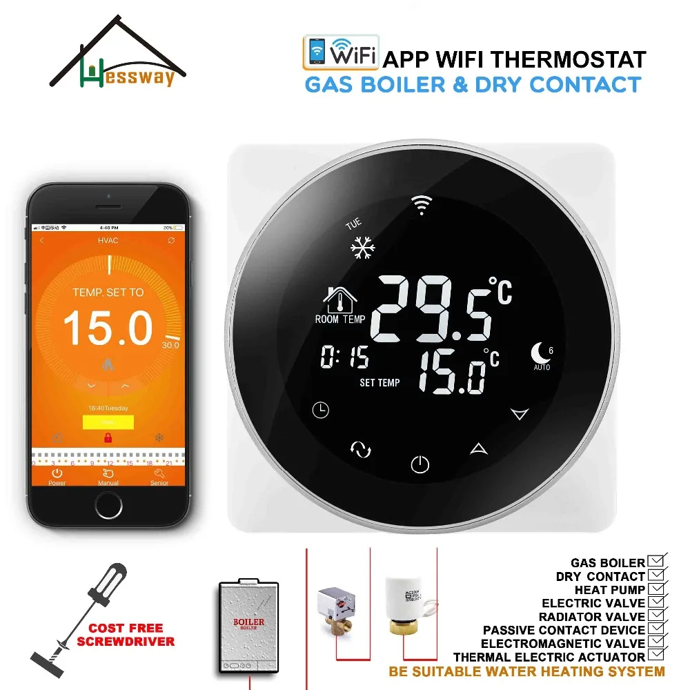 2 in 1 Gas Boiler & Underfloor Warm System THERMOSTAT WIFI Temperature controller for dry contact & radiator