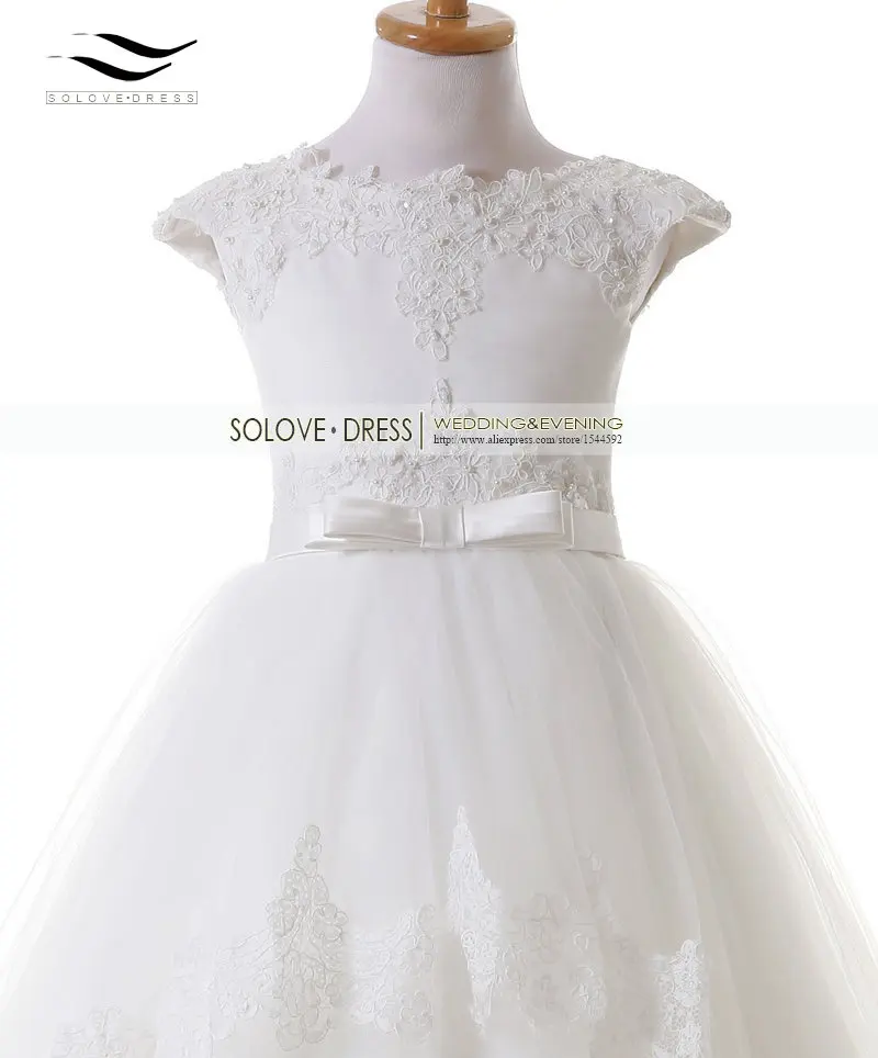 Lovely Girls Glitz เด็กเล็กชุดตัก Appliqued Lace ชุดเดรสดอกไม้สำหรับกระเป๋าสตางค์ชุด Floristas Vestido SL-F04