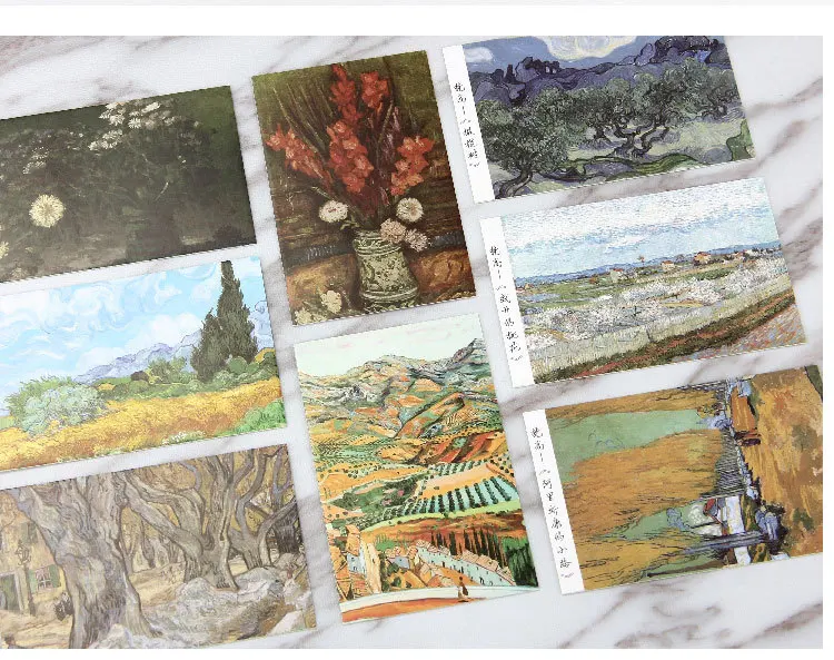 28 Pcs/Set Van Gogh oil painting Postcard/Greeting Card/Message Card/Birthday Letter Envelope Gift Card Two sizes