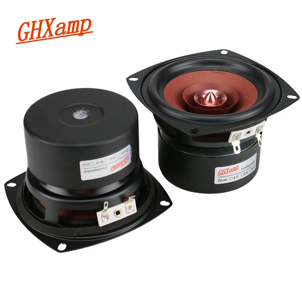 

GHXAMP 4 Inch Full Range Speaker Unit 4ohm 25W Monitor Tweeter Mid Woofer Loudspeaker Rubber Edge Bullet Dust Cover 2PCS