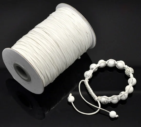 Free Shipping 1 roll(180M) White Waxed Cotton Cord 1mm for Hand-woven rope Bracelet/ Necklace Wholesale