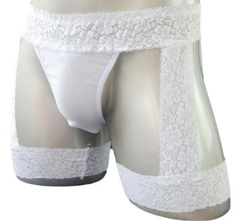 Sexy Transparent Lace buttocks Boxers Men\'s jockstraps Panties Underwear ZJH0608