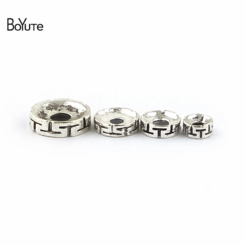 BoYuTe (100 Pieces/Lot) Tibetan Silver Spacer Beads 6-8-10-12mm Handmade Bead DIY Jewelry Accessories Loose Beads