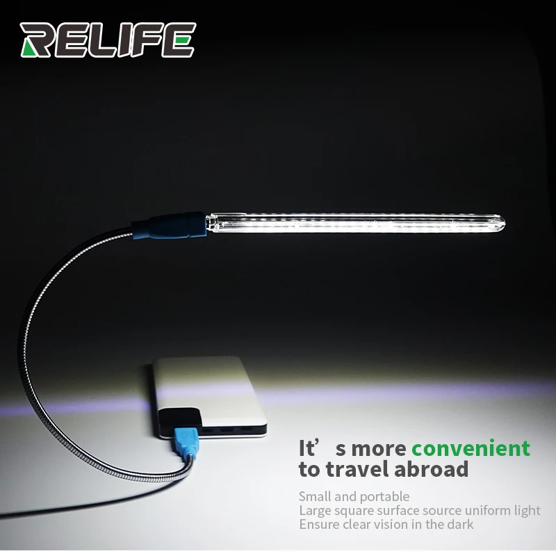 RELIFE RL-805 USB صغير LED الضوء الأبيض 360 درجة دوران مصباح لأجهزة الكمبيوتر المحمول أداة إصلاح الهاتف