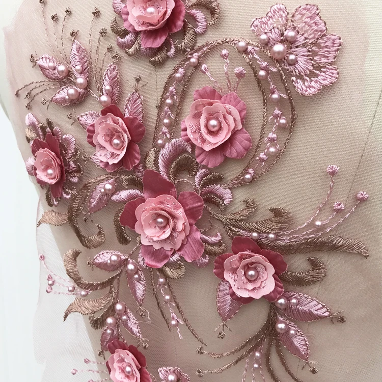 2 Stück/Set Neue Mode Stickerei Perlen Pailletten Spitzenblume, Kinderkleid, Kostüm, DIY Spitzenzubehör 36*21cm RS1868 – Detail 8