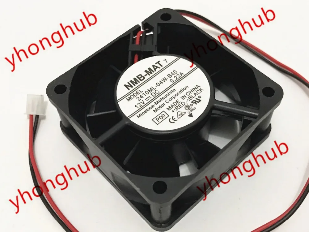 

NMB-MAT 2410ML-04W-B40 DC 12V 0.22A 2-Wire 60X60X25mm Server Cooling Fan