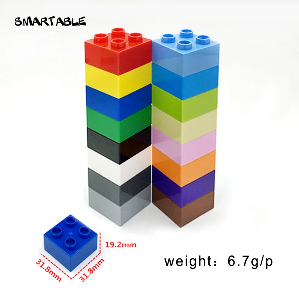 Smartable Big Bricks 2x2 2x4 Parts DIY Building Block Compatible Major Brand Toy Set Christmas Gift Mixed Colors 20pcs/Set