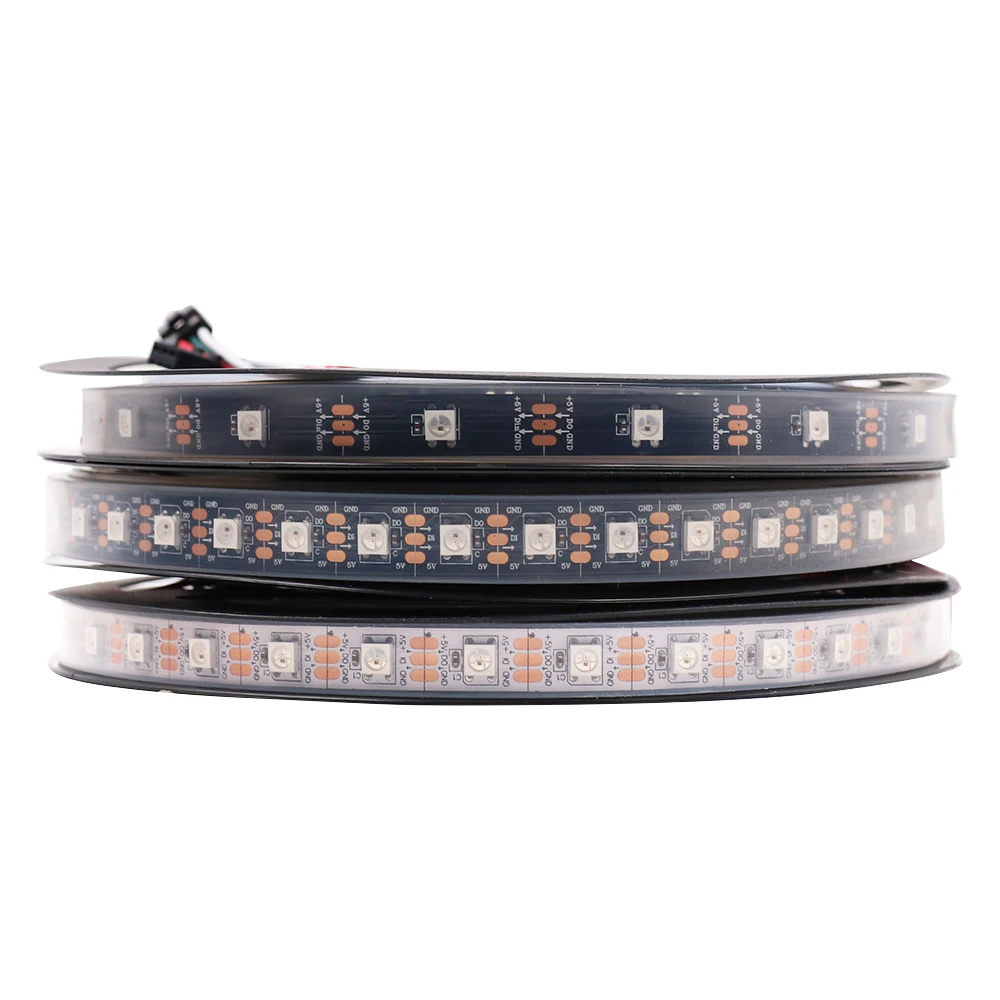5 M 1 M 2 M RGB LED Strip Lampu 5V 5050 WS2812B Addressable 30LED/ 60LED/144LED WS2812 IC Smart LED Pixel Strip Tahan Air