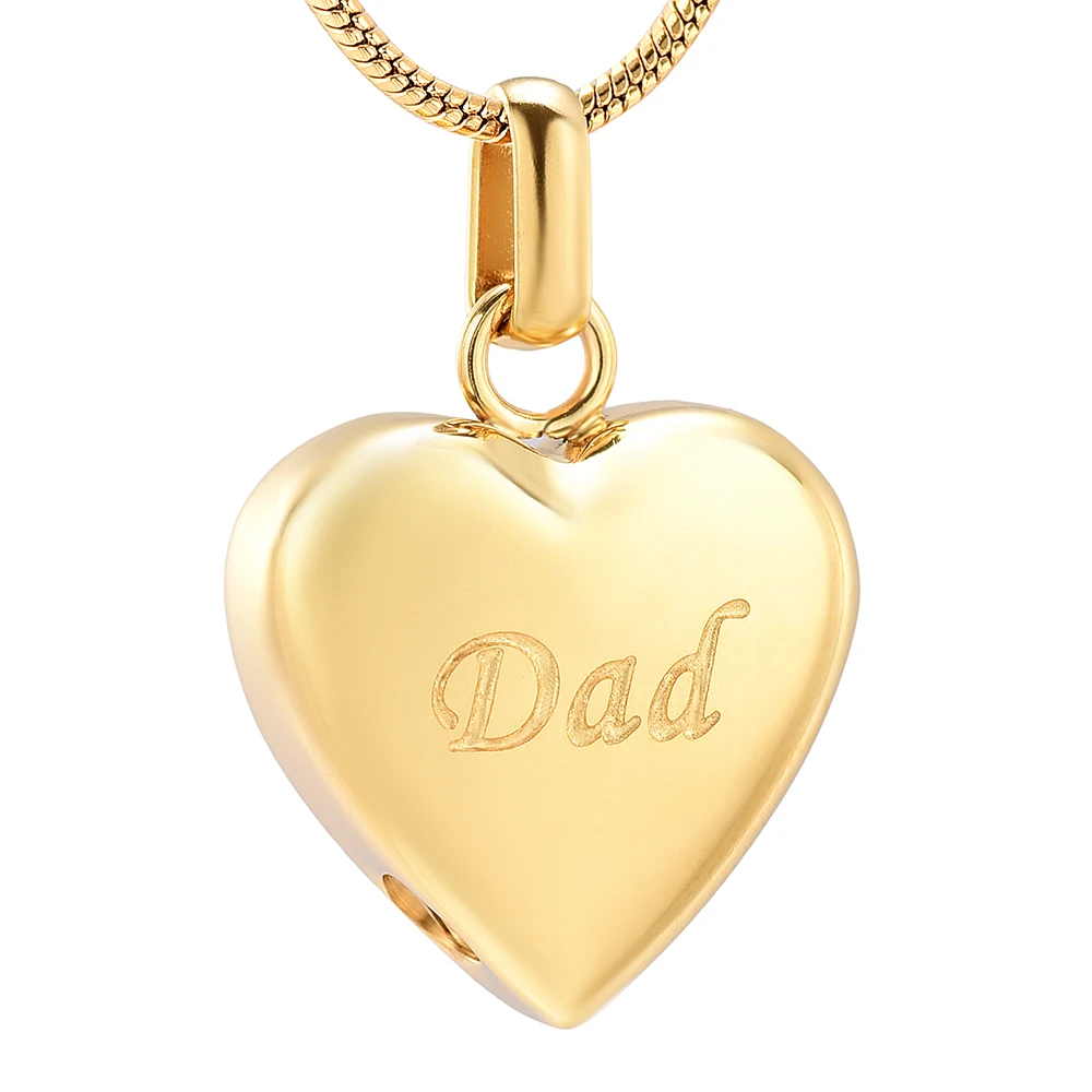 

316L Stainless Steel Funeral Locket Memorial Jewelry Dad In My Heart Cremation Jewelry Human Ashes Urn Pendant Necklace