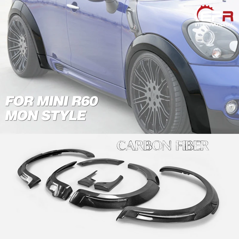 

For 10-16 Mini Countryman R60 MON Style Carbon Fiber Over Fender Kit +20mm (JCW Only) Glossy Finish Wheel Flare Arch Set Cover