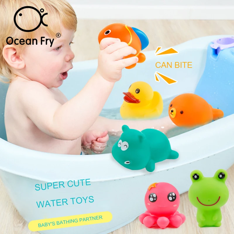 5pcs/Set Baby Bath Toys Animal Float Squeeze Sound Dabbling Rubber Water Spraying Shower Bathing Toys Gift For Kids Dropshipping