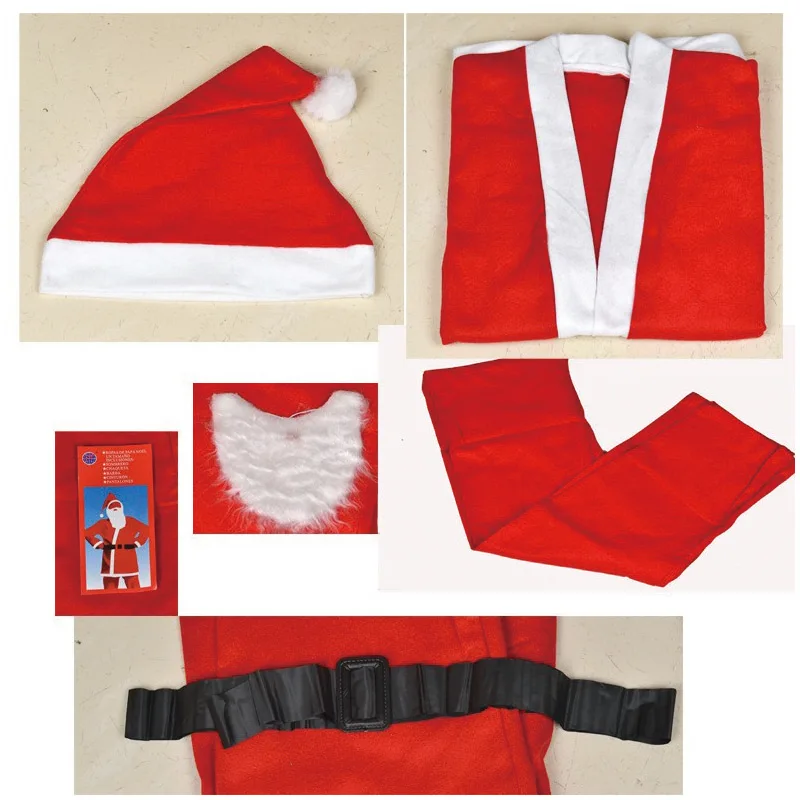 Eraspooky set Completo Costume di Babbo natale Per Adulti Di Natale Cosplay Per Gli Uomini Coat Pantaloni Cintura Barba Cappello Set Set Di Natale