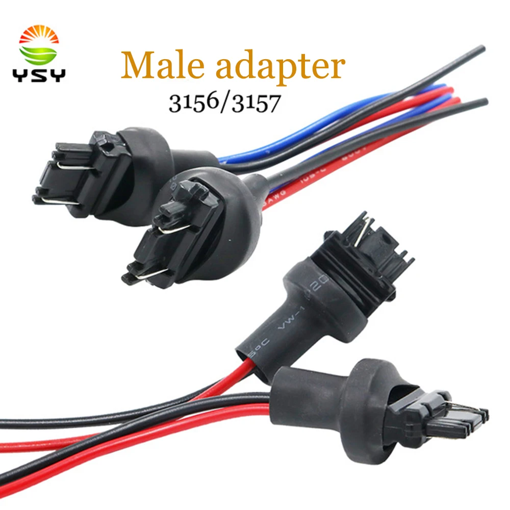 

YSY LED 3156 3157 Male bulb holder Socket Adapter cable Wiring Harness Connector wire cables For Headlight Tail Lamp 50PCS