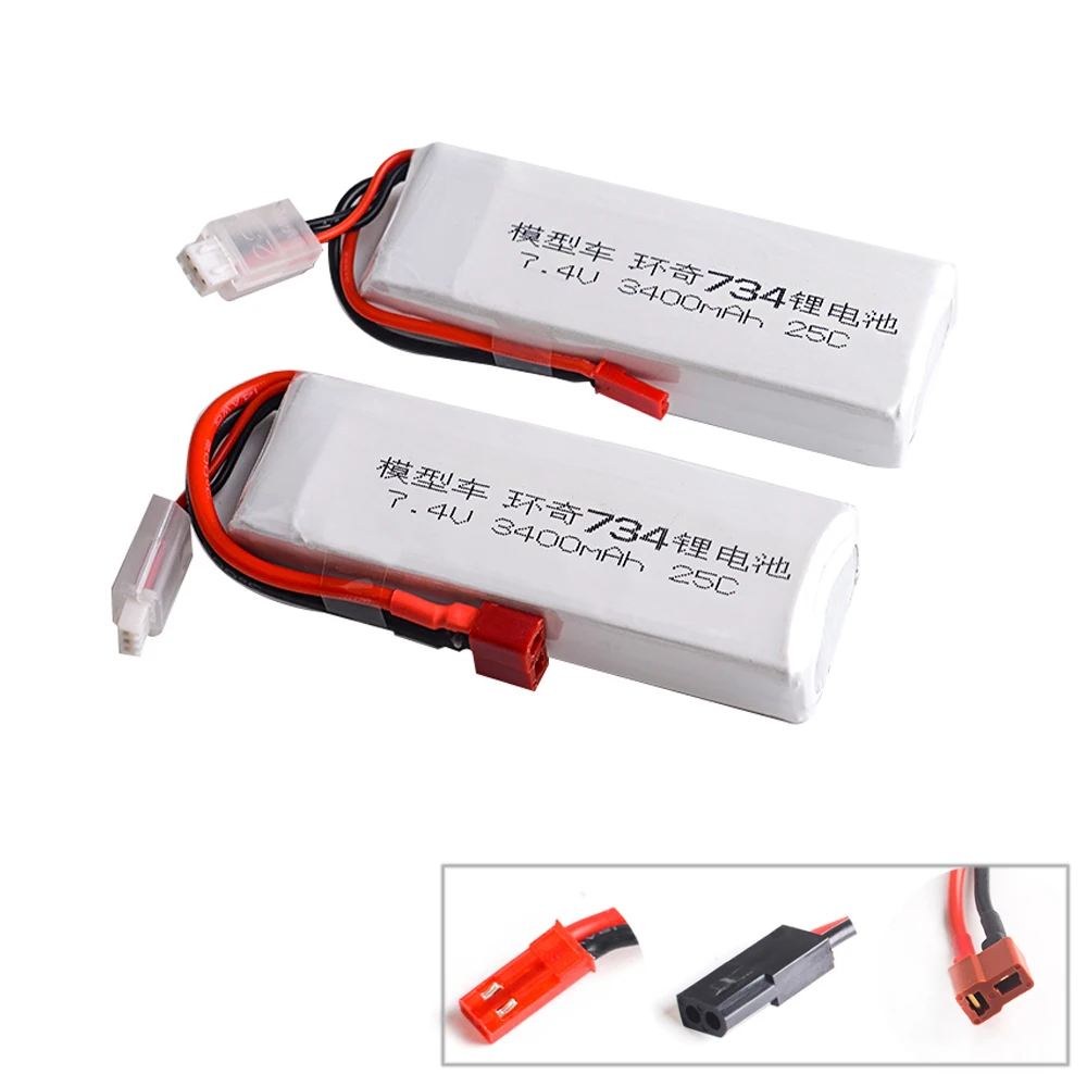 Rc Lipo Battery 7.4V 3400MAH 25C 2S li-po battery for HuanQi 734A /SUBO BG1513 1:16 RC car Boat