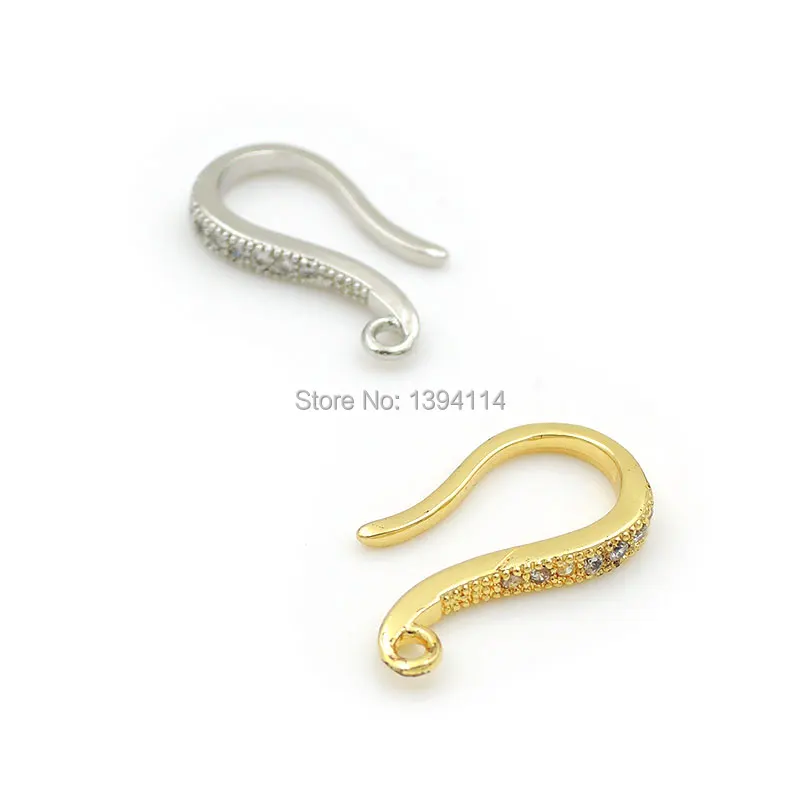 17*9*2mm Micro Pave Clear CZ Earring Hook Fit For Making Earrings Jewelry