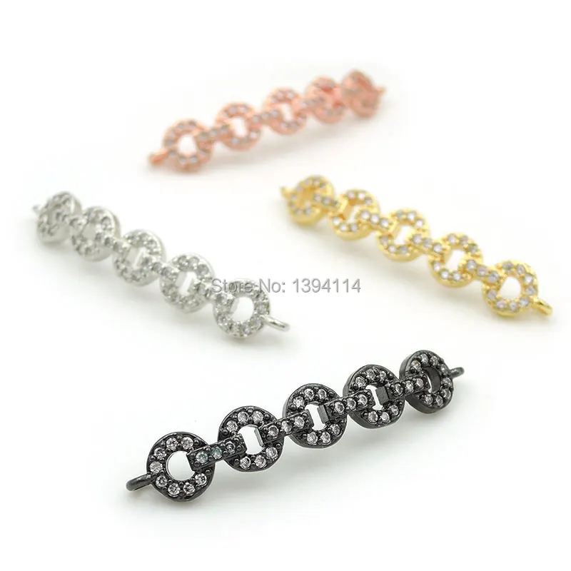 34*5*3mm Micro Pave Clear CZ Arc Bar Connector Of Ring Joint Face Fit For Women As DIY Bracelets Accessory