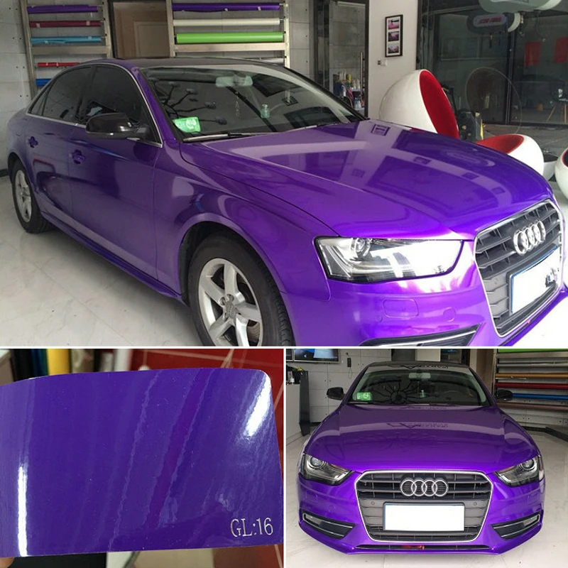 

High Quality Glossy Purple Vinyl Car Wrap Gloss Purple Vinyl Film Roll Air Bubble Free Car Wrapping Size:1.52*20M(5ft*65ft)