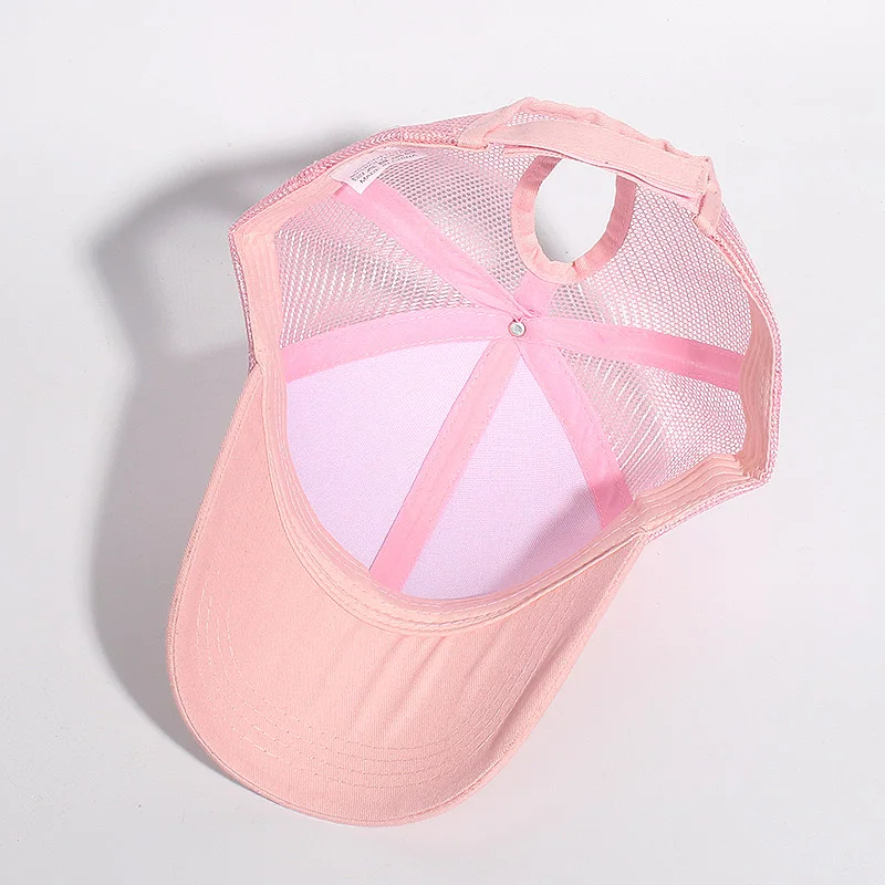 MAOCWEE Ponytail Baseball Cap Women Mesh Baseball Hats Summer Beach Cap Solid Color Snapback Girl Sun Hats With Hole 2019