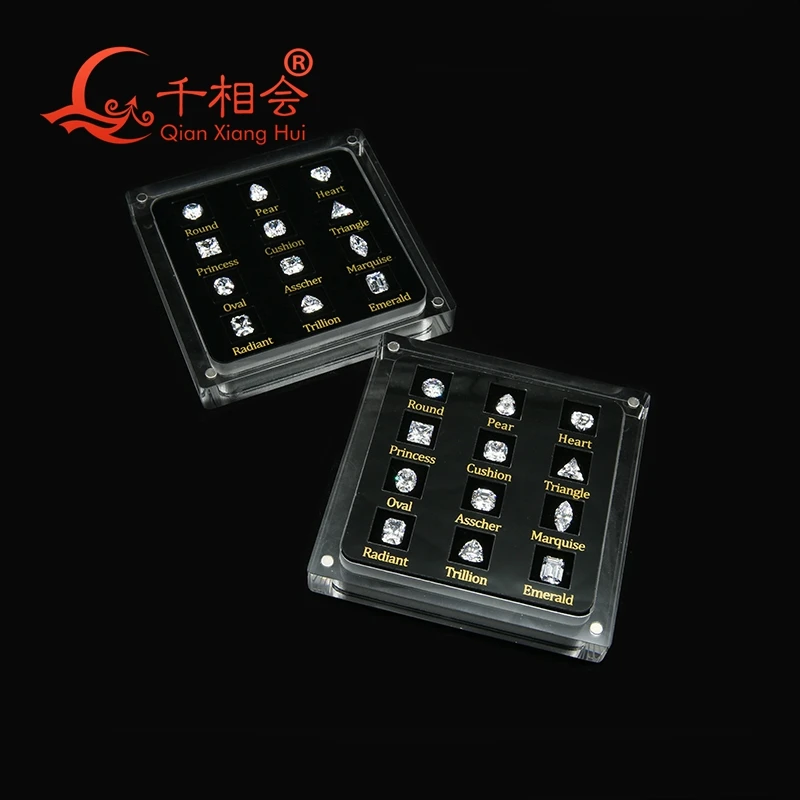 Caixa de ferramentas solta Gemstone Display, Diamond Tester Master Set, 12 formas de zircônia cúbica