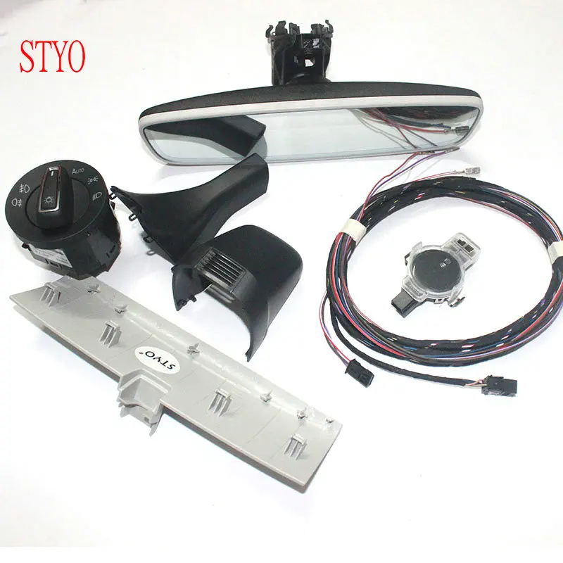 STYO Car Auto headlight switch+Rain Light Wiper Sensor+ Dimming Rear View Mirror For VW Golf 7 MK7