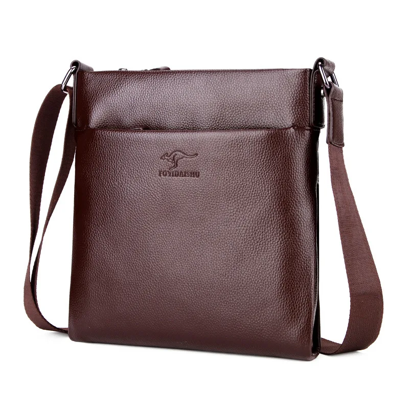 New Brand Solid Soft Leather Men Messenger Bag causal Litchi pattern fashion shoulder bag Mens crossbody Bag male Handbags