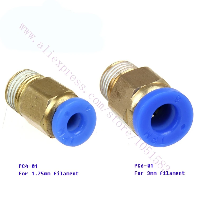 

10pcs 3D Printer Pneumatic Connectors PC4-01 1.75mm or PC6-01 3.0mm PTFE Tube quick coupler, j-head Fittings Reprap Hotend Fit