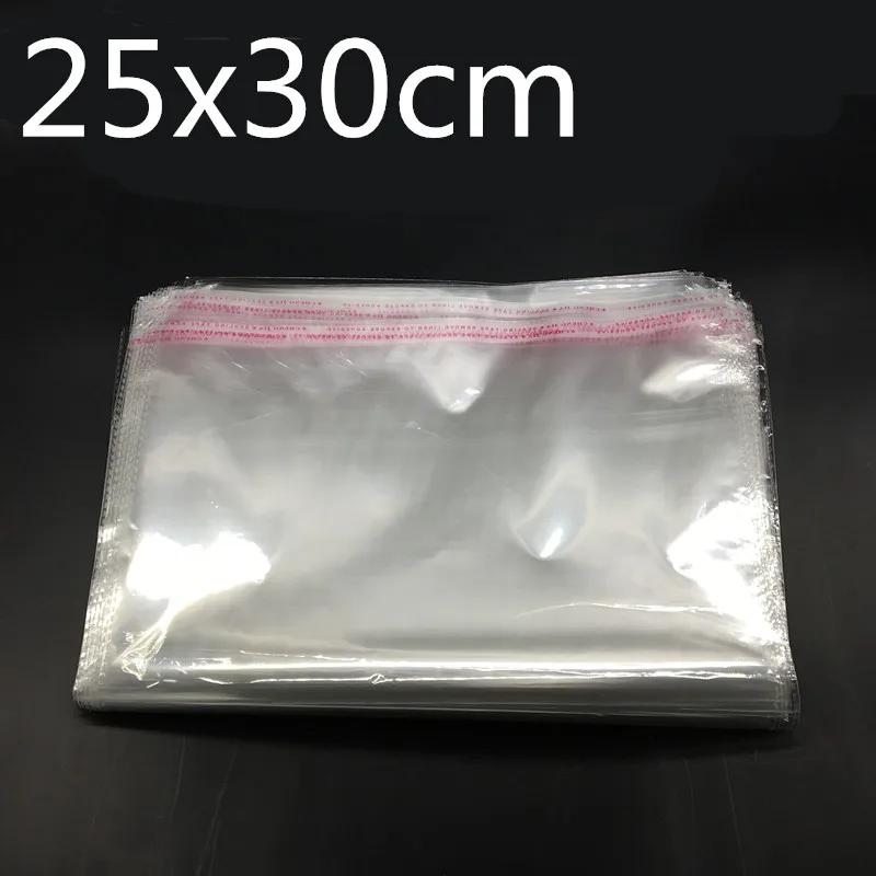 100 Pcs Clear Self Adhesive Seal Plastic Bags Transparent Opp Packing Bags 25*30cm