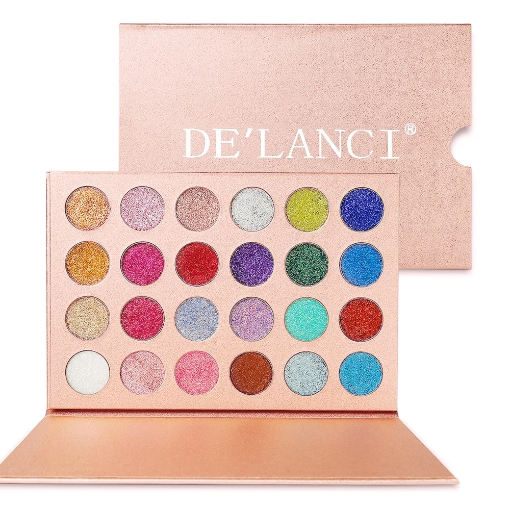 

DE'LANCI 24 Colors Glitter Eyeshadow Pallete Brand Beauty Cosmetics Diamond Pressed Glitter Eye Shadow Pigment Make up Palette