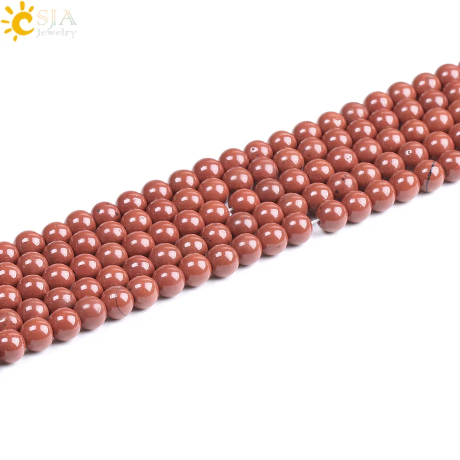 CSJA Natural Red Stone Loose Stones Beads Round Ball 4 6 8mm Pick Size Fit DIY Necklaces or Bracelets Fashion Charm Jewelry F222