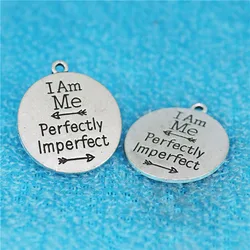 Mixed Charms 10 Pieces/Lot Diameter 25mm Letter Engraved I Am Me Perfectly Imperfect Round Disc Words Charms Wholesale