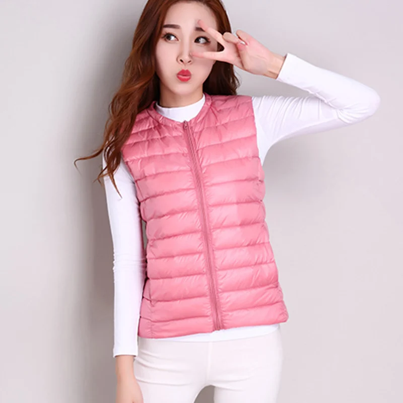 addnew white duck down women vests winter Ultra Light Duck Down sleeveless Jacket waistcoat autumn red black keep warm Waistcoat