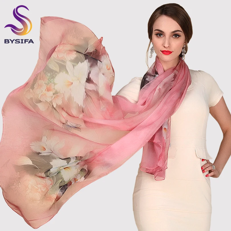 Silk Scarf Mulberry Silk Scarf Long Design Quality Female Spring And Autumn Scarf All-match Fashion Women Satin Pink Shawl