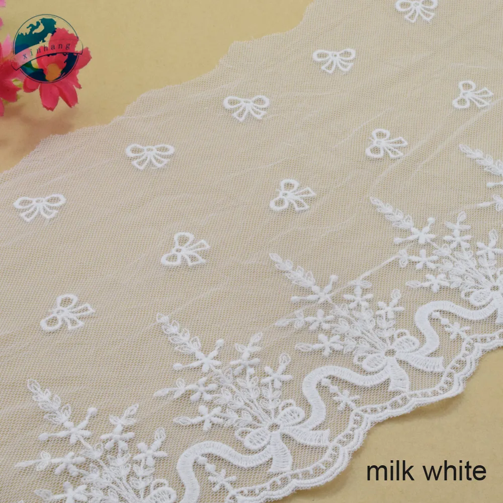 21cm Wide Cotton Embroid Lace Edge Sewing Ribbon Guipure Trim Wedding DIY Garment Curtain Accessories African Doll lace#3953