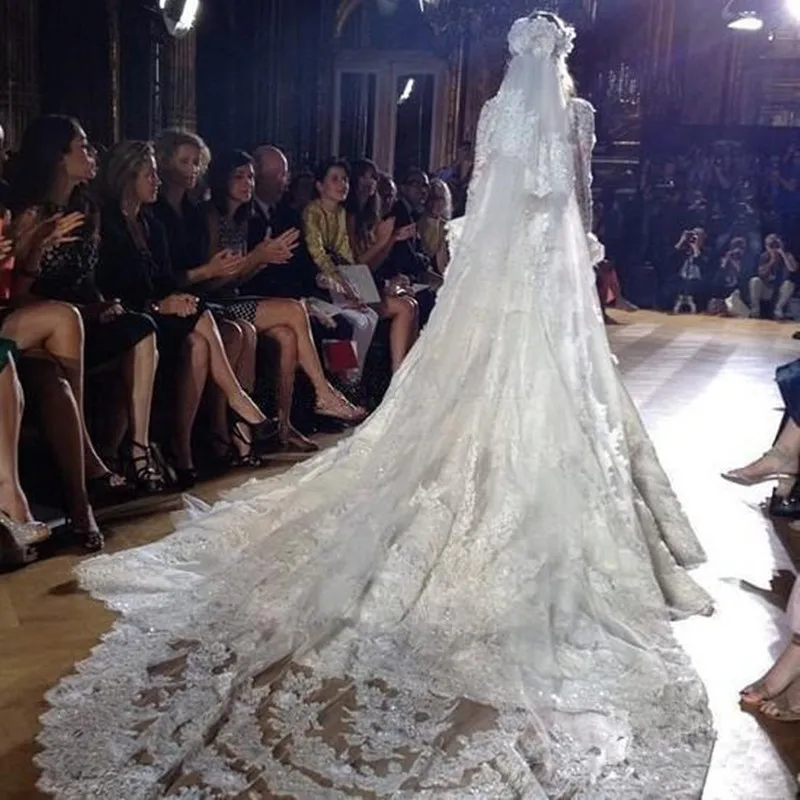 Lusso nuovi due strati personalizzati da sposa in pizzo Appliqued veli lunghi cattedrale lunghezza accessori da sposa velo pettine gratuito